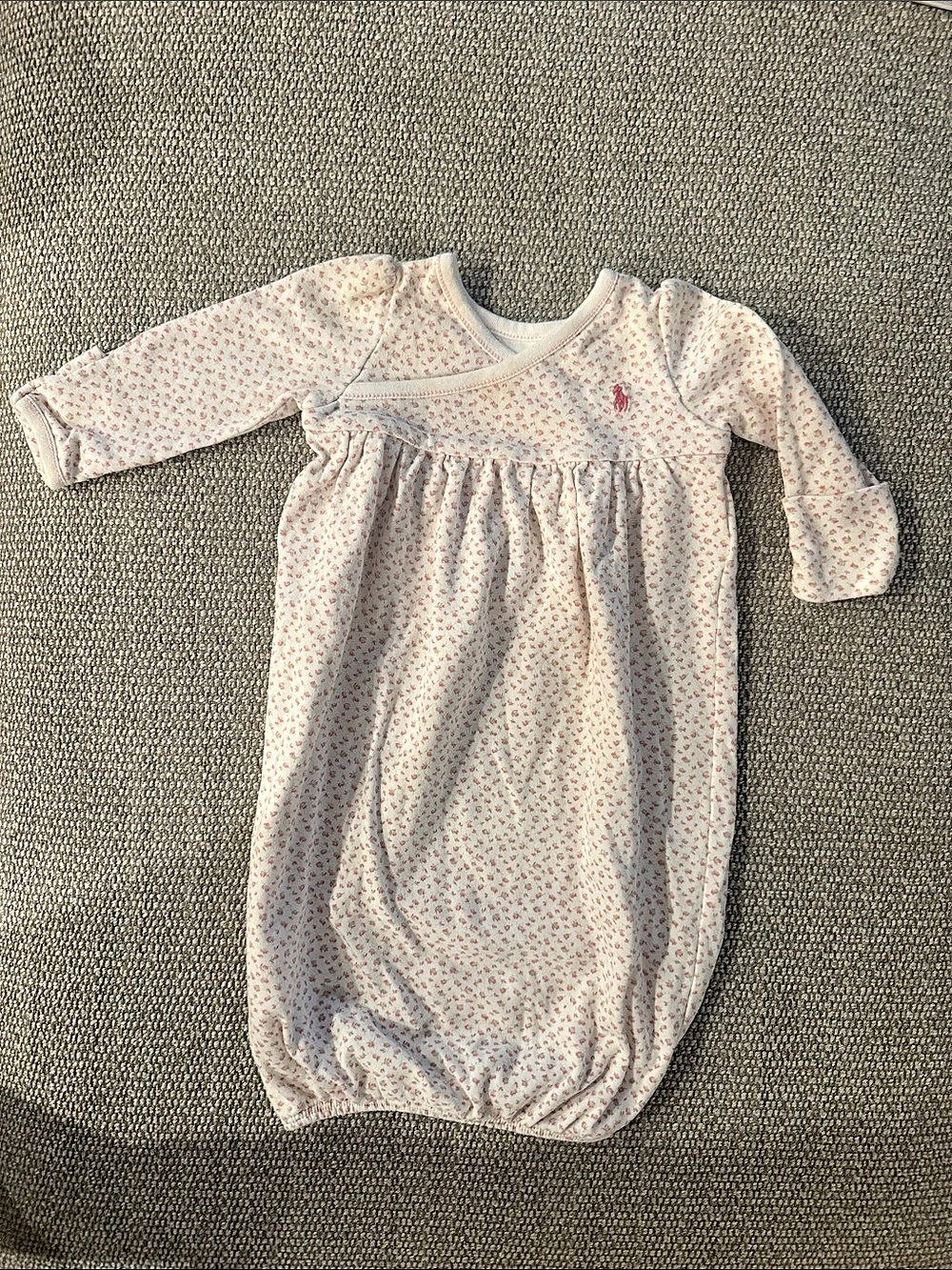 Ralph Lauren Floral Baby Footie Pink & White Baby 3M